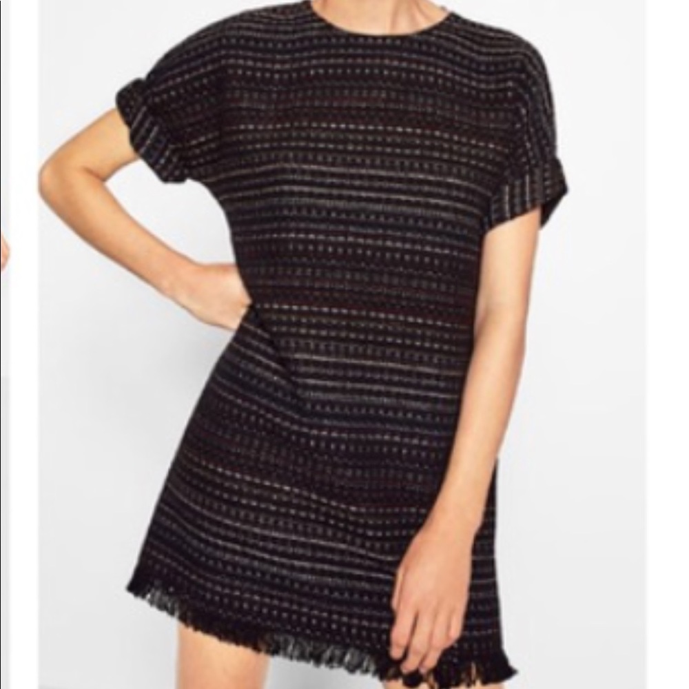 Zara tweed dress with frayed edge